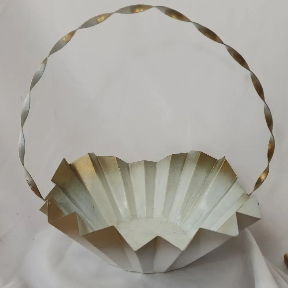 Vintage Metal Flower Basket Coquette